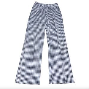 Vintage 60's Pull On Polyester Pants Womens Small ? Navy Blue White Houndstooth